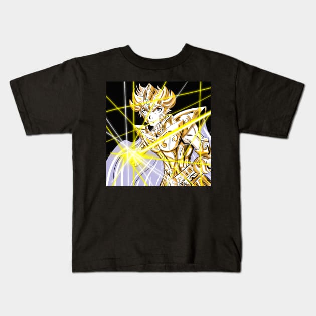 Leo gold Saint rage in cosmos lightning plasma Kids T-Shirt by jorge_lebeau